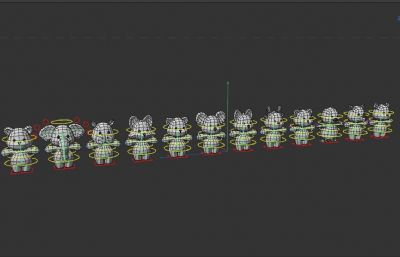 豹子 大象 河马等卡通可爱动物Q版动物合集包