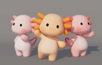 卡通蝾螈 卡通六角恐龙 卡通娃娃鱼