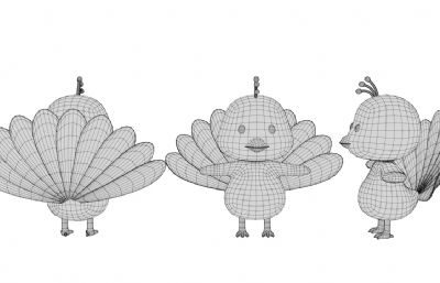 Q版孔雀 拟人孔雀 卡通孔雀