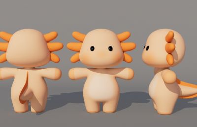 卡通蝾螈 卡通六角恐龙 卡通娃娃鱼