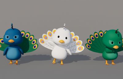 Q版孔雀 拟人孔雀 卡通孔雀