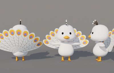 Q版孔雀 拟人孔雀 卡通孔雀