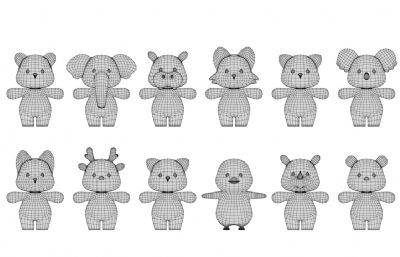 豹子 大象 河马等卡通可爱动物Q版动物合集包