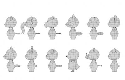 豹子 大象 河马等卡通可爱动物Q版动物合集包