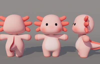 卡通蝾螈 卡通六角恐龙 卡通娃娃鱼