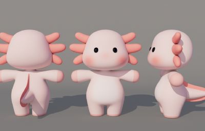 卡通蝾螈 卡通六角恐龙 卡通娃娃鱼