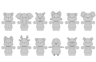 豹子 大象 河马等卡通可爱动物Q版动物合集包