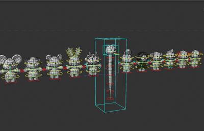鼠 牛 虎 兔 龙 蛇 马 羊 猴 鸡 狗 猪等卡通动物合集,有绑定