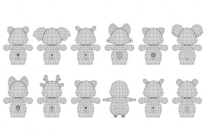 豹子 大象 河马等卡通可爱动物Q版动物合集包