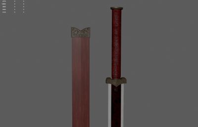 汉剑 古代战剑 中式古剑塌陷模型
