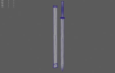 汉剑 古代战剑 中式古剑塌陷模型