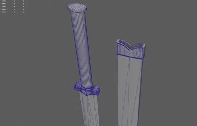 汉剑 古代战剑 中式古剑塌陷模型