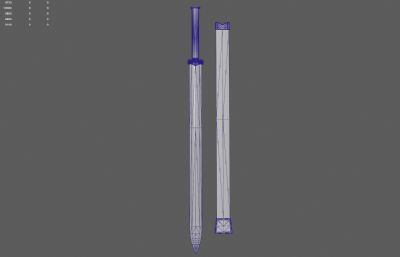 汉剑 古代战剑 中式古剑塌陷模型