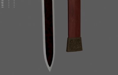 汉剑 古代战剑 中式古剑塌陷模型