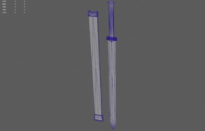 汉剑 古代战剑 中式古剑塌陷模型