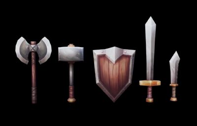 盾牌 战锤 斧头 长剑等Q版武器