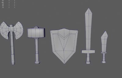 盾牌 战锤 斧头 长剑等Q版武器