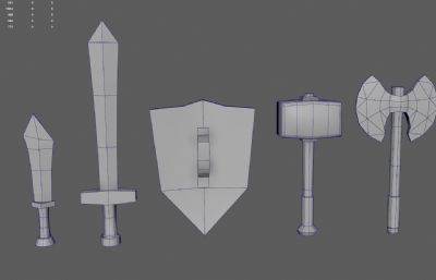 盾牌 战锤 斧头 长剑等Q版武器