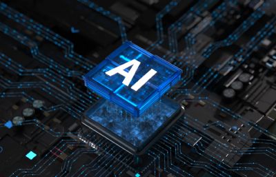 AI科技感芯片穿梭C4D电路板 算力智能内部结构电流数码电商