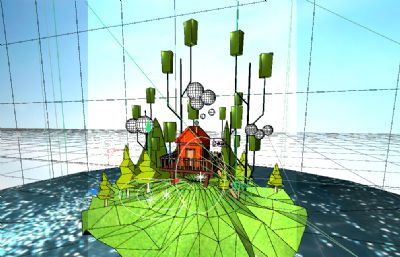 小岛建筑C4D模型