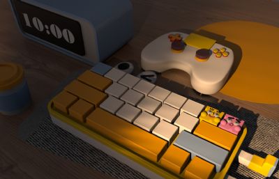 海绵宝宝卡通键盘/游戏手柄C4D模型