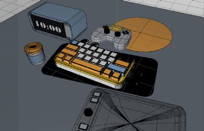 海绵宝宝卡通键盘/游戏手柄C4D模型