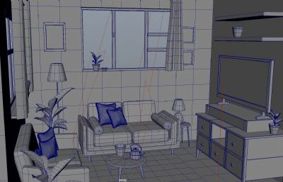 卡通公寓客厅动画室内温馨场景