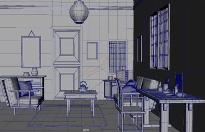 简约客厅动画室内场景maya模型