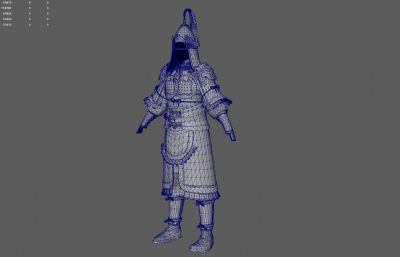 古代盔甲 重甲盔甲 士兵甲胄塌陷模型