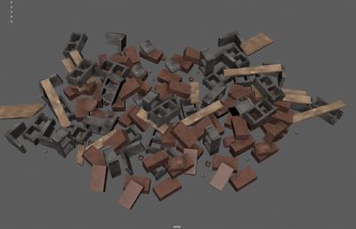 石头堆 砖瓦堆 工地废墟砖块