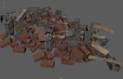 石头堆 砖瓦堆 工地废墟砖块