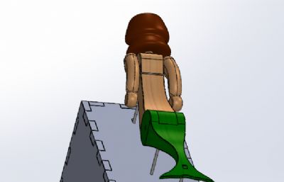 手摇式美人鱼木制玩具