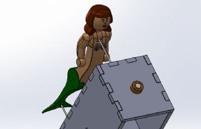 手摇式美人鱼木制玩具