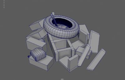 工地废墟 砖块垃圾堆 破木板