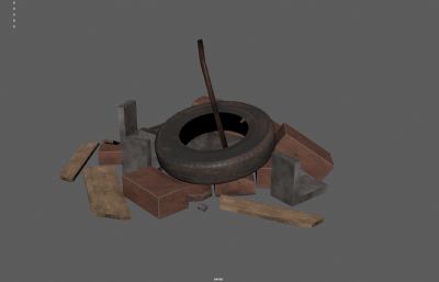 工地废墟 砖块垃圾堆 破木板