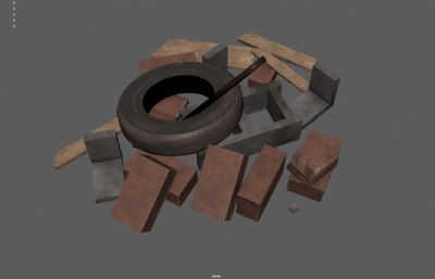 工地废墟 砖块垃圾堆 破木板