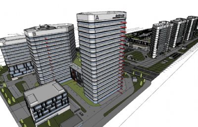 太湖新城医院总平sketchup模型
