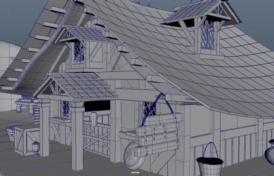 室外木屋 亭子 中式建筑场景maya模型