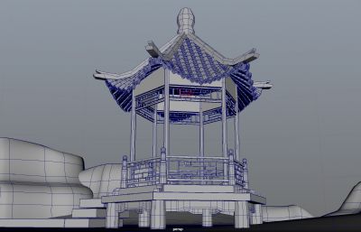 凉亭 六角亭 亭子maya建筑