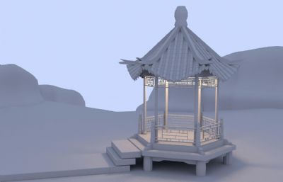 凉亭 六角亭 亭子maya建筑