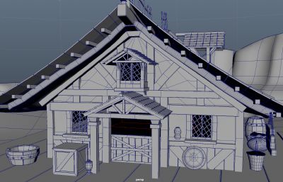 室外木屋 亭子 中式建筑场景maya模型