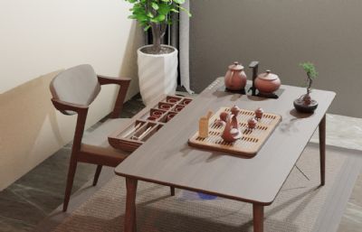 茶室茶艺桌子 木质家具 博古架