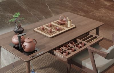 茶室茶艺桌子 木质家具 博古架