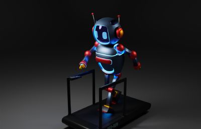 跑步机上的机器人(附带走路动画)blender模型