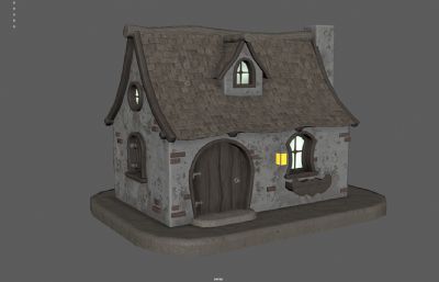 卡通砖房 魔法老房子