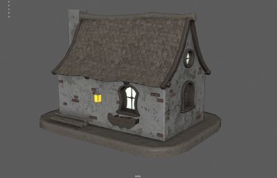 卡通砖房 魔法老房子