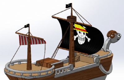 卡通海盗船solidworks模型