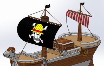 卡通海盗船solidworks模型