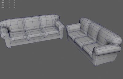 破旧真皮沙发 老沙发 旧家具塌陷模型