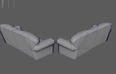 破旧真皮沙发 老沙发 旧家具塌陷模型